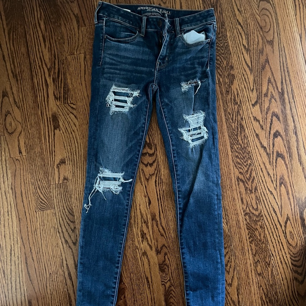 American Eagle High Rise Ripped Jeans